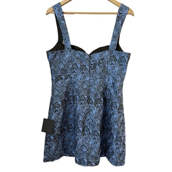 Lulus Size Large Blue Jacquard Floral Mini Cocktail Bustier Sleeveless Dress - Picture 3 of 12